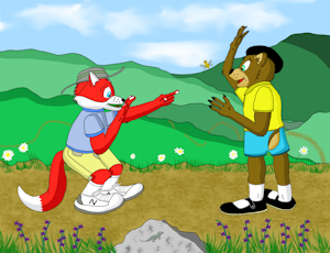 Al Bear and Dexter Fox Hiking. With background and non background by AlBear