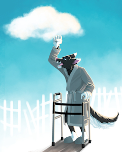 Old (young) wolf yells at clouds commission by jellopowderx by NaumWolf