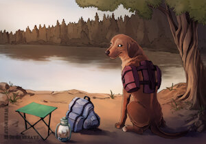 Doggo camping! by WerewolfDegenerate