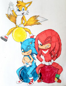 Sonic, Knuckles and Tails having a ball by Balloonbouncer