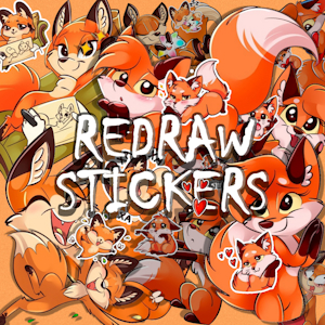 REDRAW STICKERS - Luna & Pappy foxes by AlexKParts
