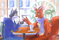 Iora and friend meet for coffee by iorarua