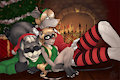 Raccoon Family, Christmas Photo by RaveRaccoon