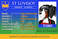 My Swiss Mix OC Saint Lovejoy school ID cards by FoxyFemme