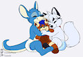 Snuggin' that plush together! by AzureMarsupial