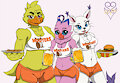 [C] Chica, Piyomon and Gatomon Hooters by TheVgBear