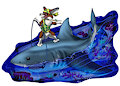 Surf Corgi - Shark Style by Fleety