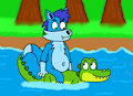 Animator Igor takes a ride on the river on Croc's back by BearsFlush