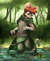 Druid at a forest pond by OtakuAP