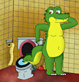 Doc Croc getting ready to go down the toilet. by BearsFlush