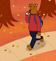 Bert drinking coffee on an autumn day by BearsFlush